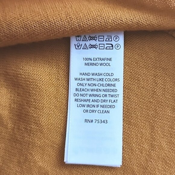 Nicole Miller Women's 100% Extra Fine Merino Wool Mock Neck Mustard Top Size XL - Picture 4 of 8